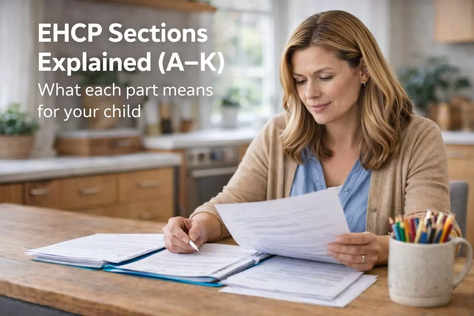 Reviewing an EHCP in a calm kitchen